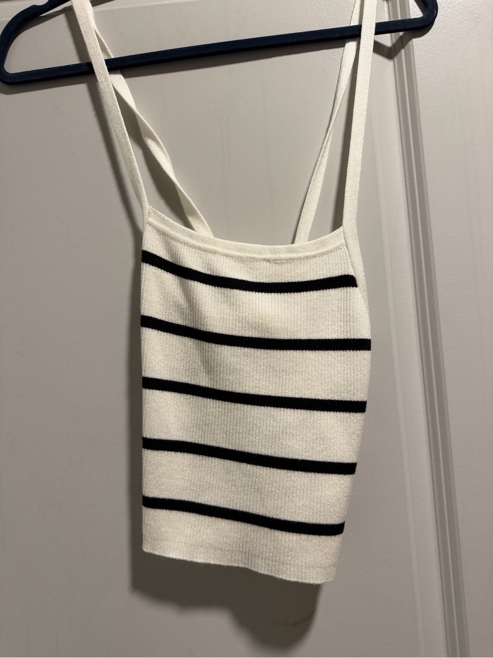 Striped Knit Tank Top H&M - White with Black Stripes